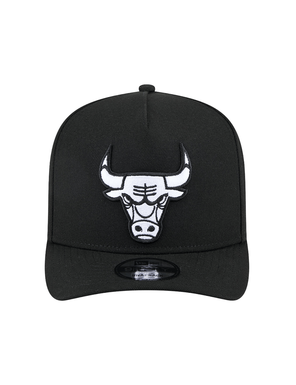 Chicago Bulls New Era NBA Black White 9FIFTY Pre-Curved A-Frame Snapback Hat