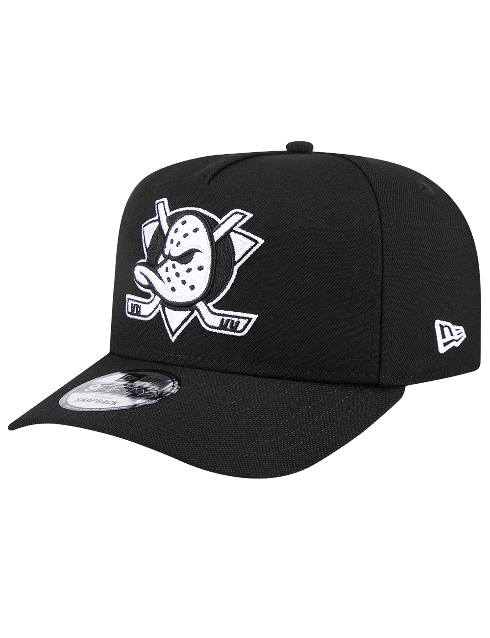 Anaheim Ducks New Era NHL Black White 9FIFTY Pre-Curved A-Frame Snapback Hat
