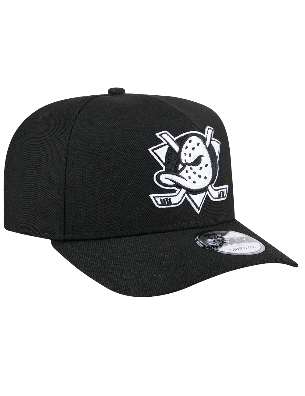 Anaheim Ducks New Era NHL Black White 9FIFTY Pre-Curved A-Frame Snapback Hat