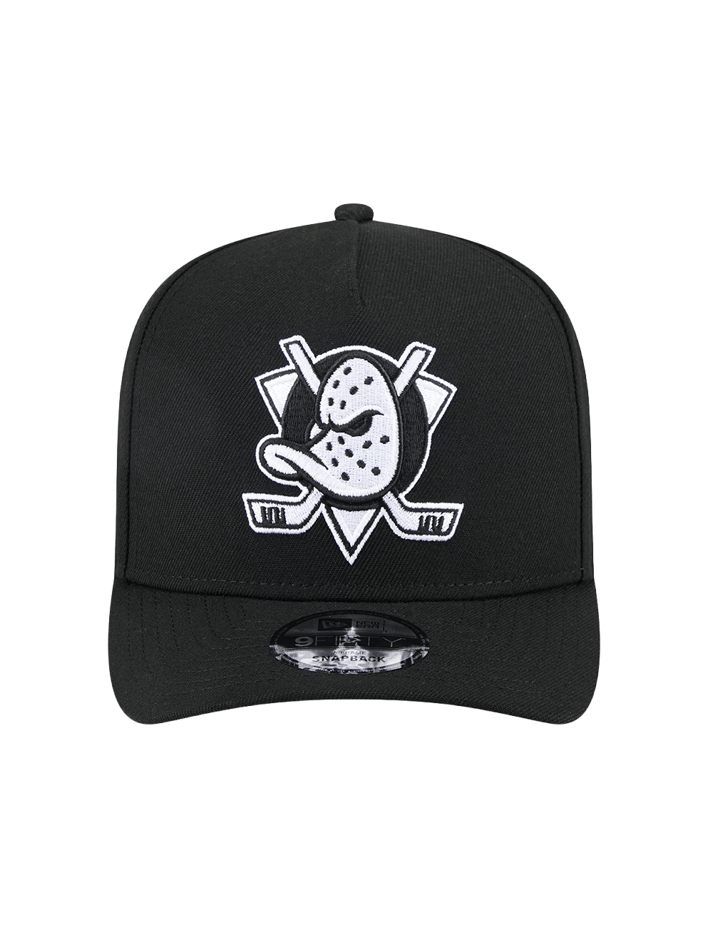 Anaheim Ducks New Era NHL Black White 9FIFTY Pre-Curved A-Frame Snapback Hat