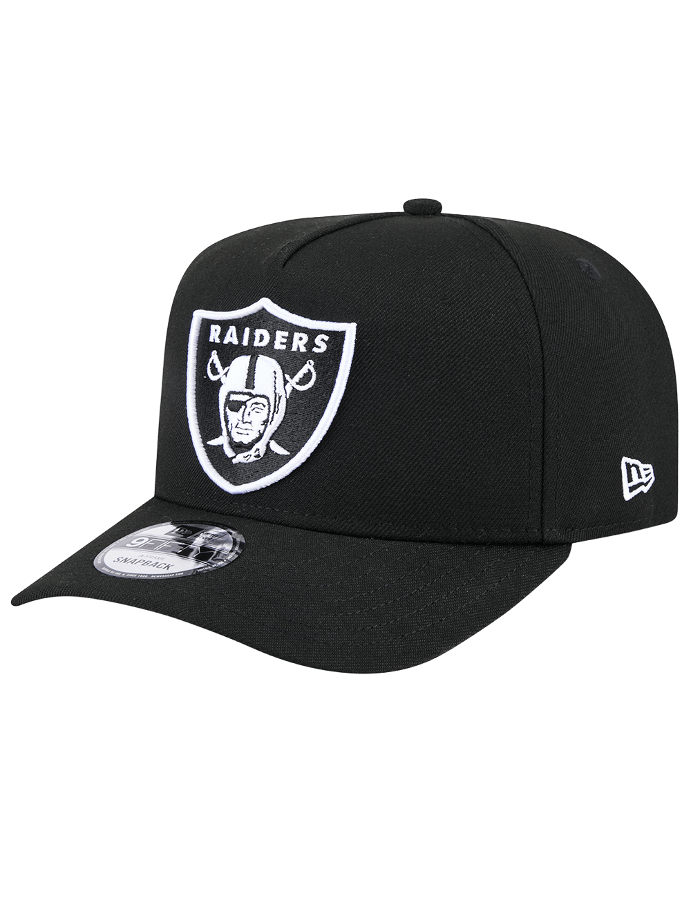 Las Vegas Raiders New Era NFL Black White 9FIFTY Pre-Curved A-Frame Snapback Hat