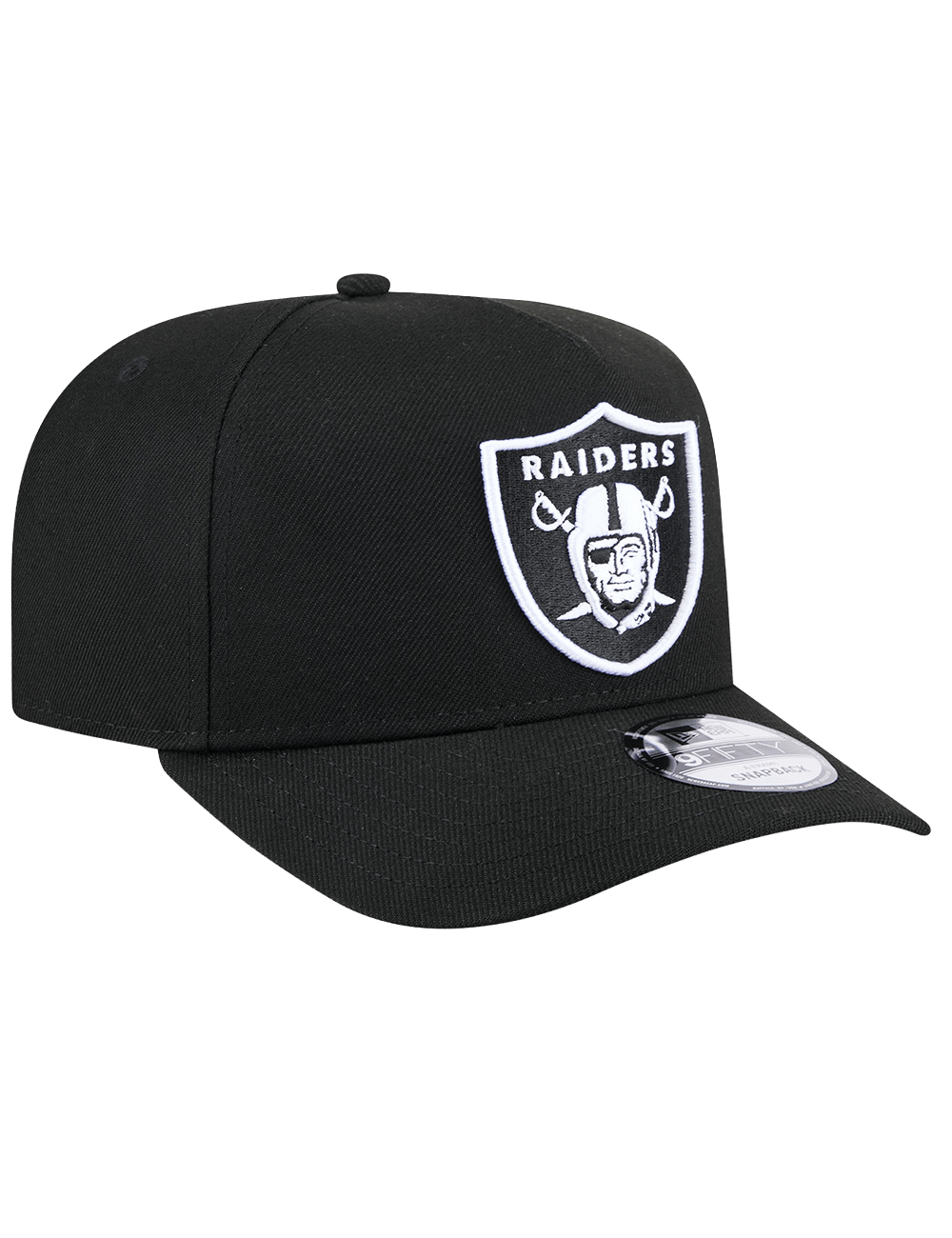Las Vegas Raiders New Era NFL Black White 9FIFTY Pre-Curved A-Frame Snapback Hat