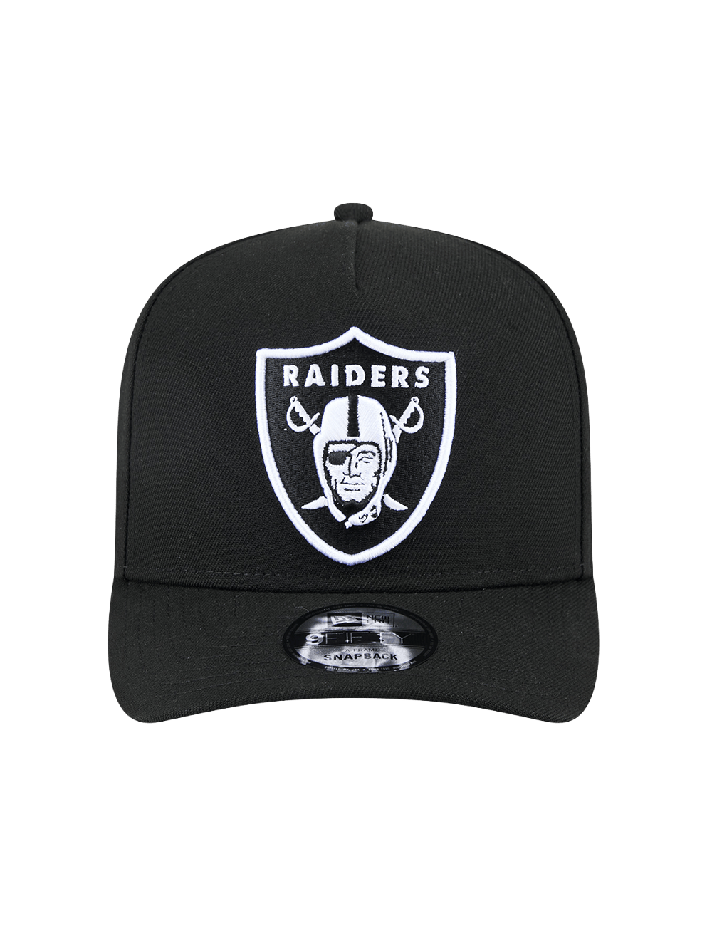 Las Vegas Raiders New Era NFL Black White 9FIFTY Pre-Curved A-Frame Snapback Hat