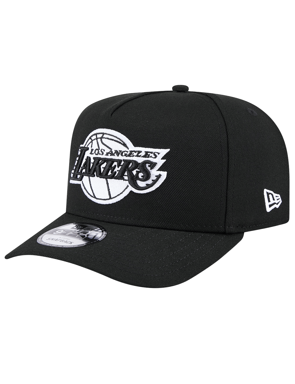 Los Angeles Lakers New Era NBA Black White 9FIFTY Pre-Curved A-Frame Snapback Hat