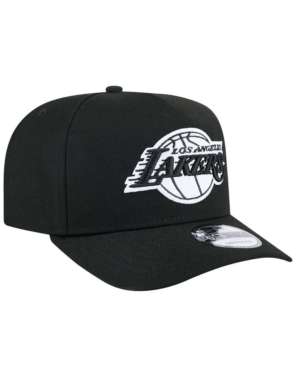 Los Angeles Lakers New Era NBA Black White 9FIFTY Pre-Curved A-Frame Snapback Hat