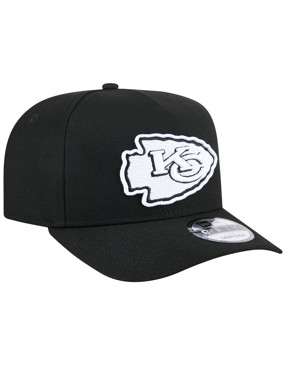 Kansas City Chiefs New Era NFL Black White 9FIFTY Pre-Curved A-Frame Snapback Hat