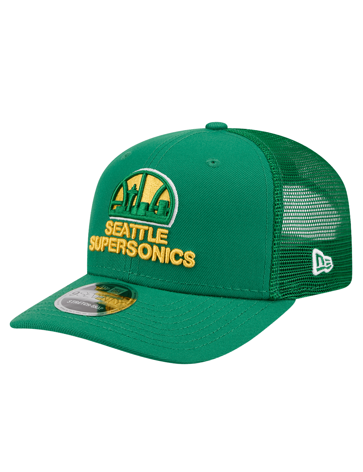 Seattle Supersonics New Era NBA HWC 9SEVENTY Trucker Stretch Snapback Hat - Light Green