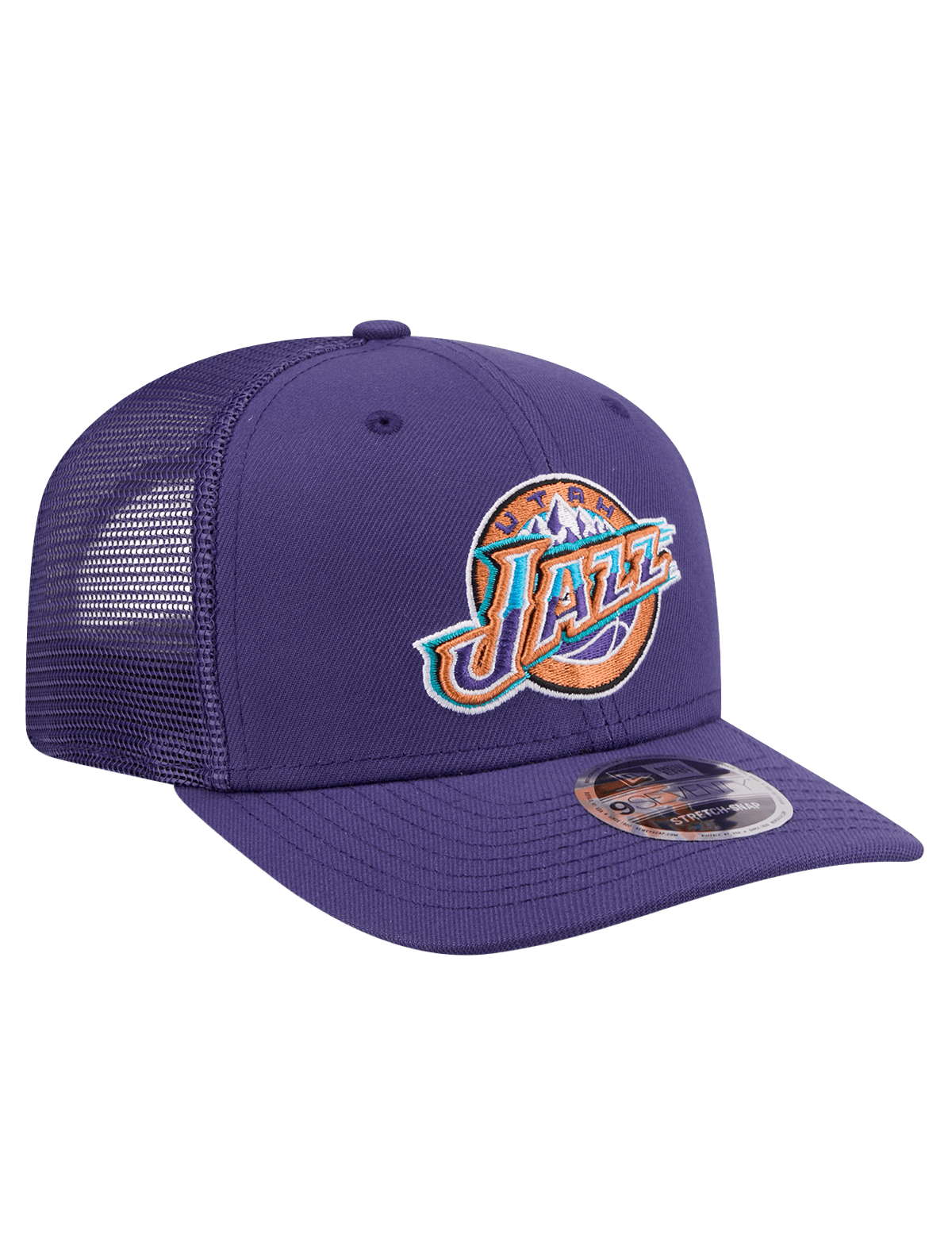 Utah Jazz New Era NBA HWC 9SEVENTY Trucker Stretch Snapback Hat - Purple