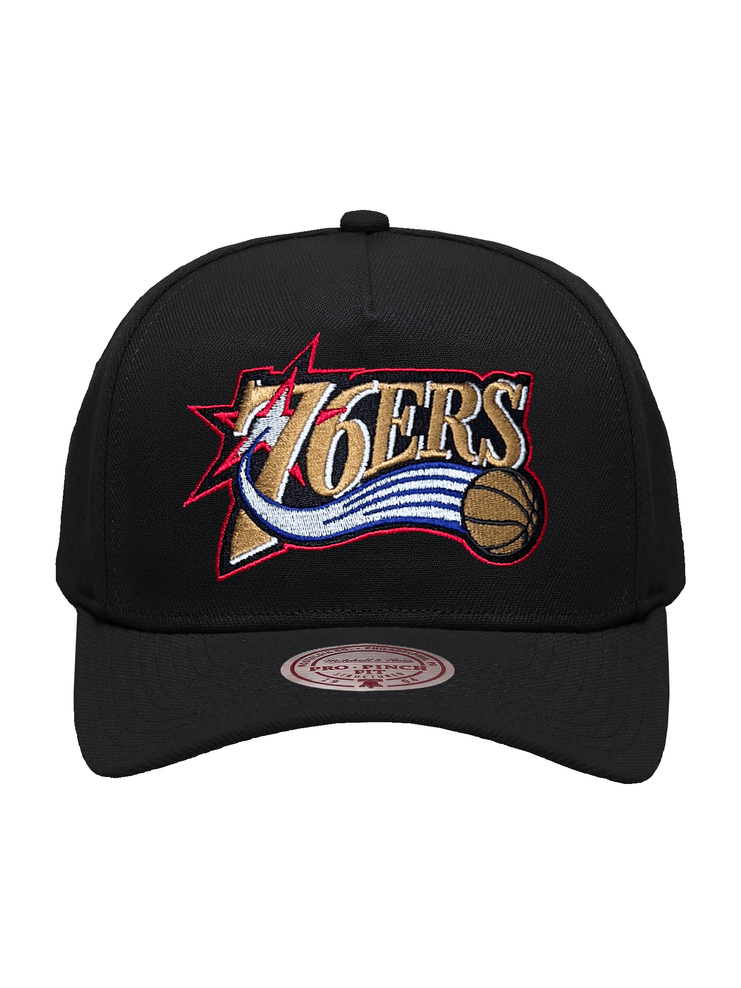 Philadelphia 76ers Mitchell & Ness NBA HWC Pro Pinch Snapback Hat - Black