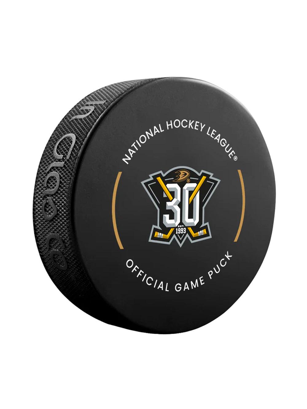 Anaheim Mighty Ducks Inglasco NHL 30th Anniversary Hockey Puck In Cube