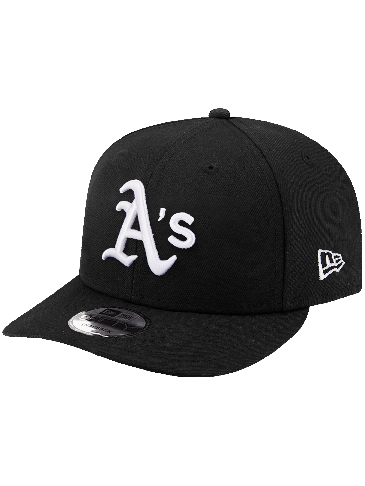 Athletics New Era MLB Black White 9FIFTY Pre-Curved Snapback Hat - Black