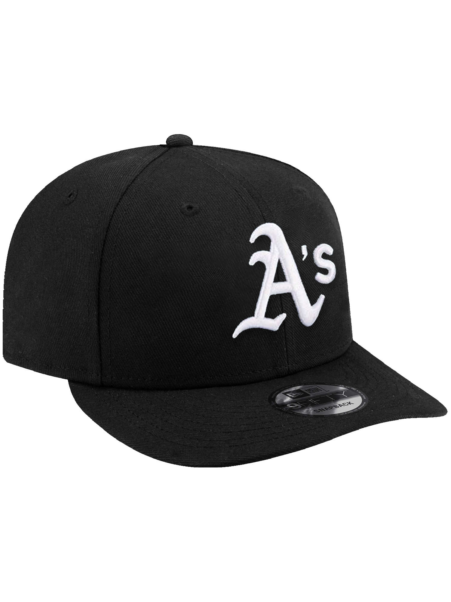 Athletics New Era MLB Black White 9FIFTY Pre-Curved Snapback Hat - Black