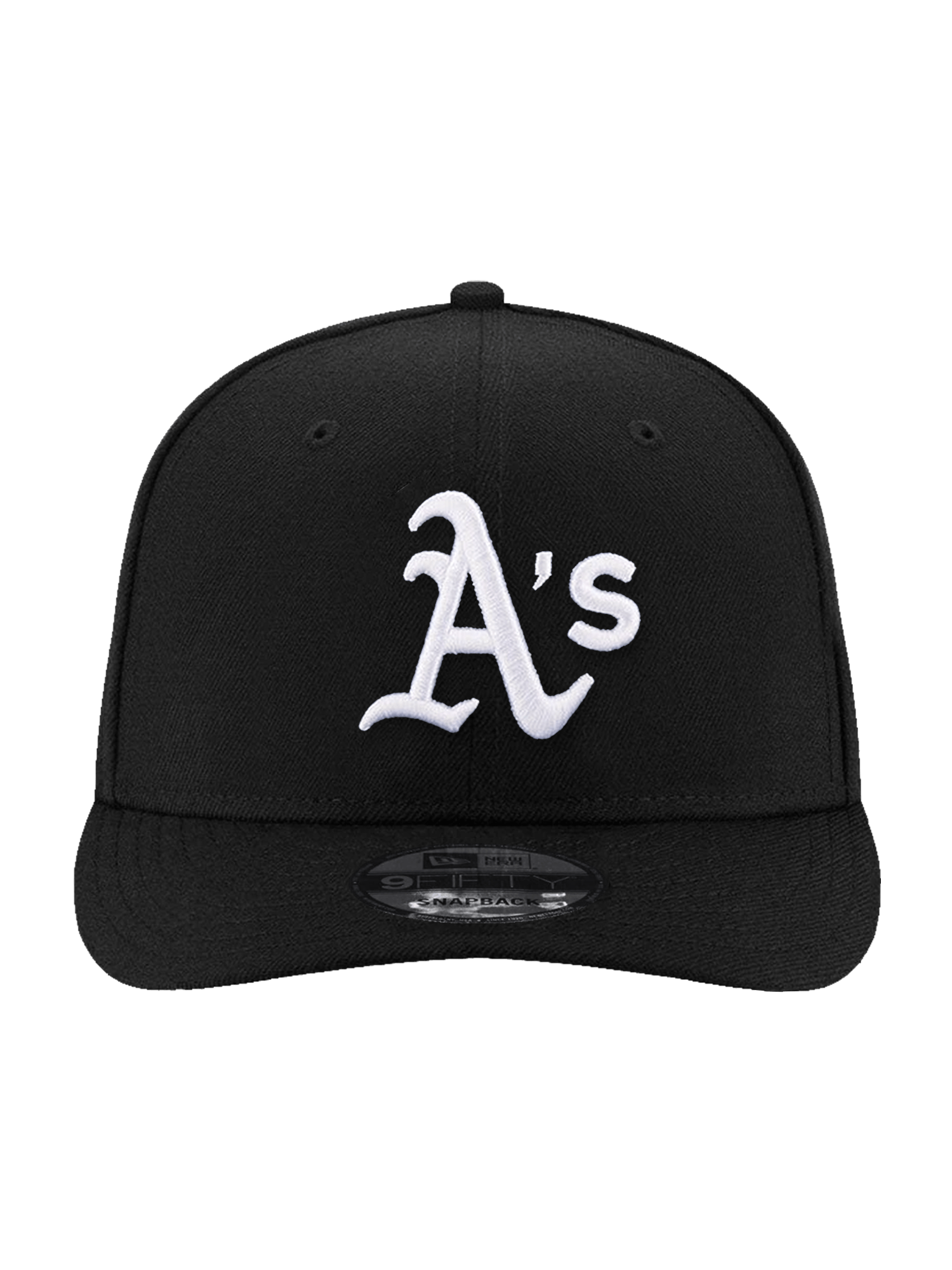 Athletics New Era MLB Black White 9FIFTY Pre-Curved Snapback Hat - Black
