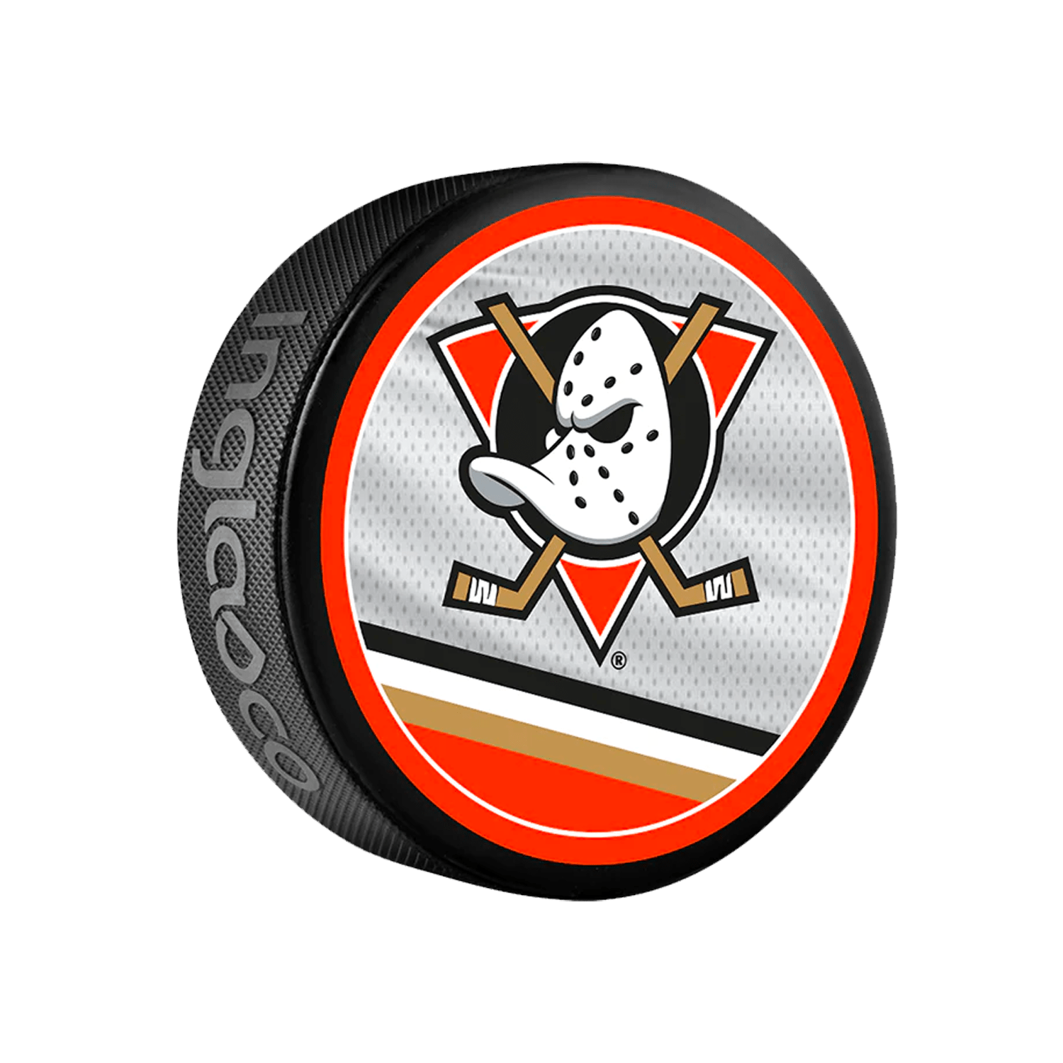 Anaheim Mighty Ducks Inglasco NHL 22 Retro Reverse Souvenir Puck
