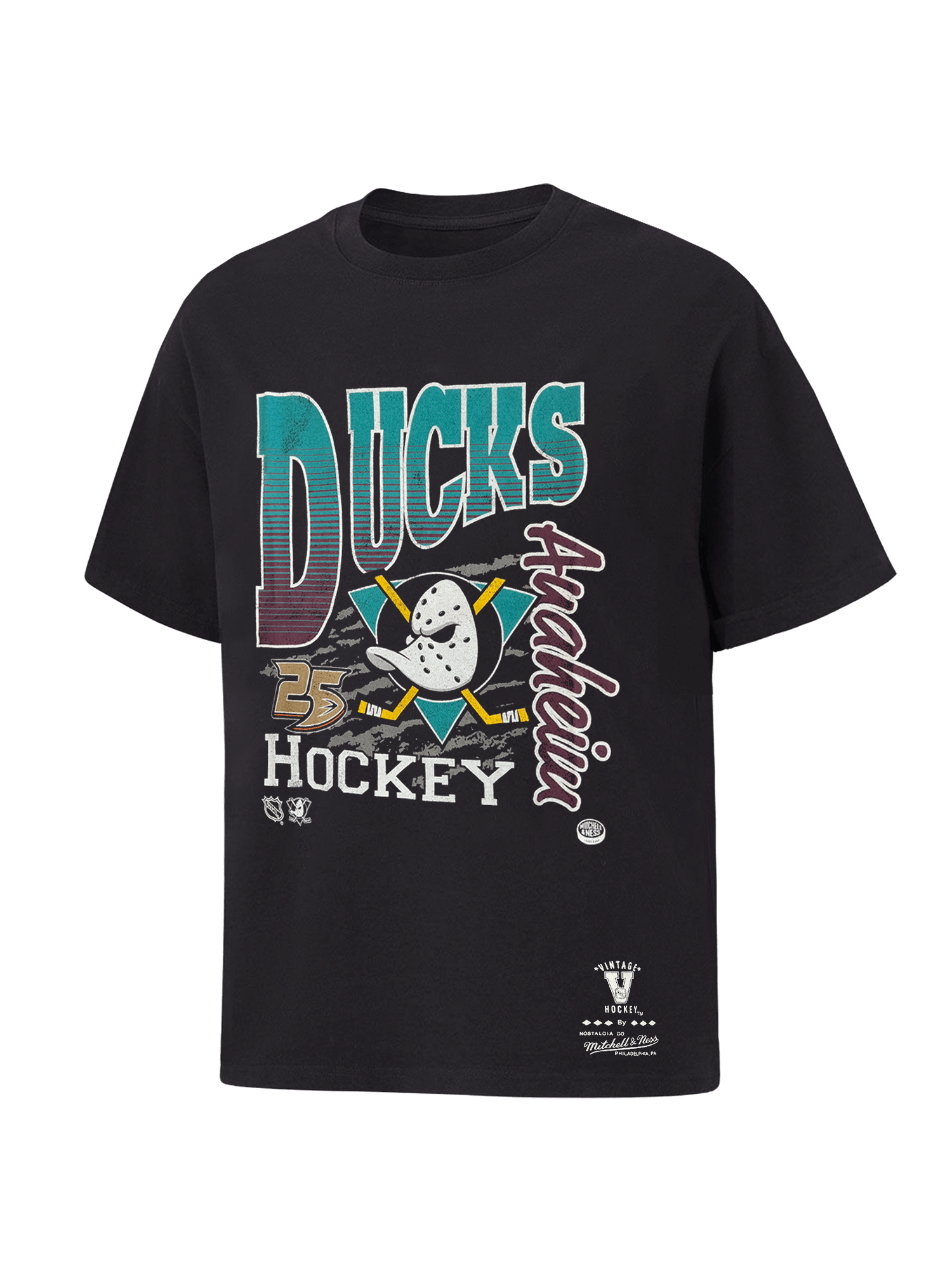 Anaheim Ducks Mitchell & Ness NHL Graphic Vintage T-Shirt - Overdyed Black