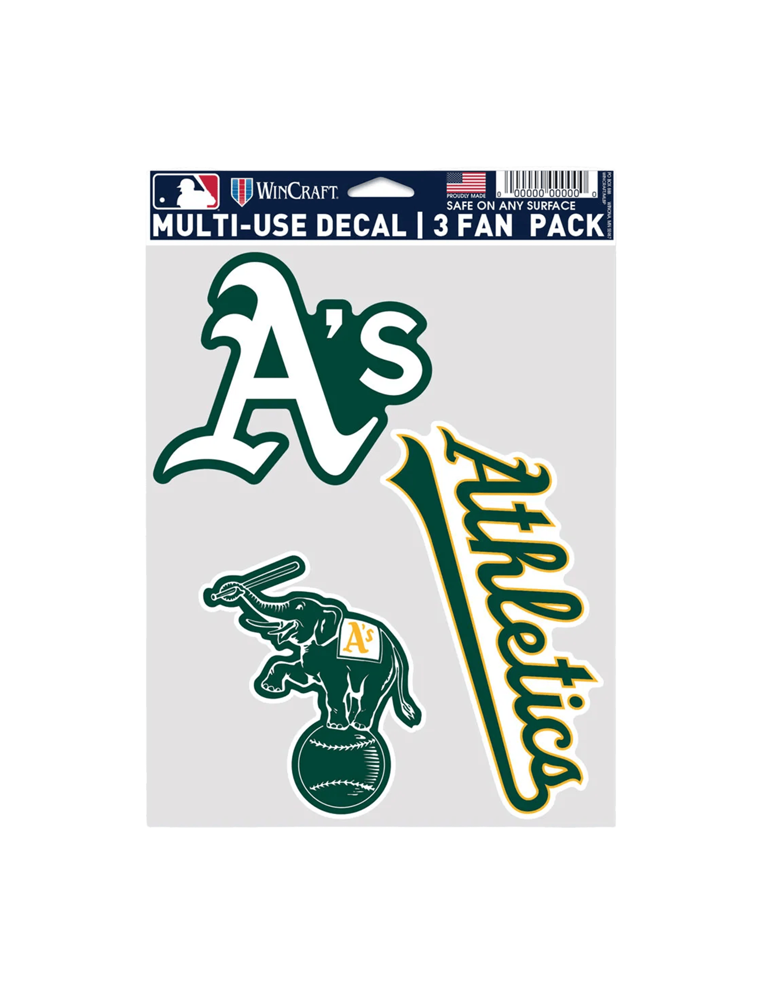 Athletics Wincraft MLB Team 3 Pack Decal Set