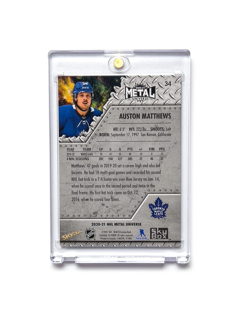 Auston Matthews Toronto Maple Leafs 20-21 Skybox Metal Universe Base Card