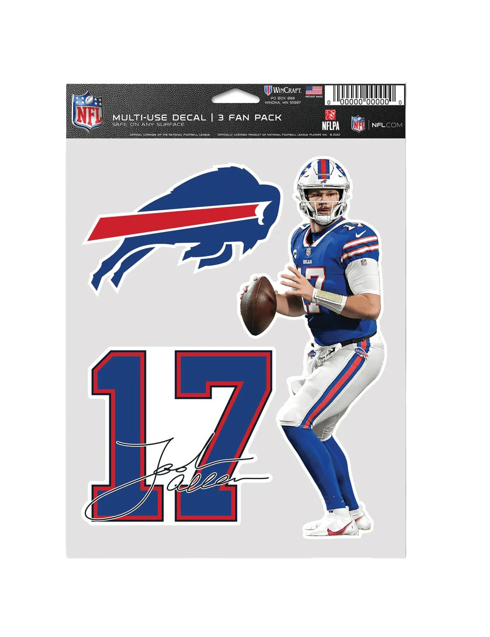 Josh Allen Buffalo Bills Wincraft NFL 3 Piece 5” x 7” Decal Set