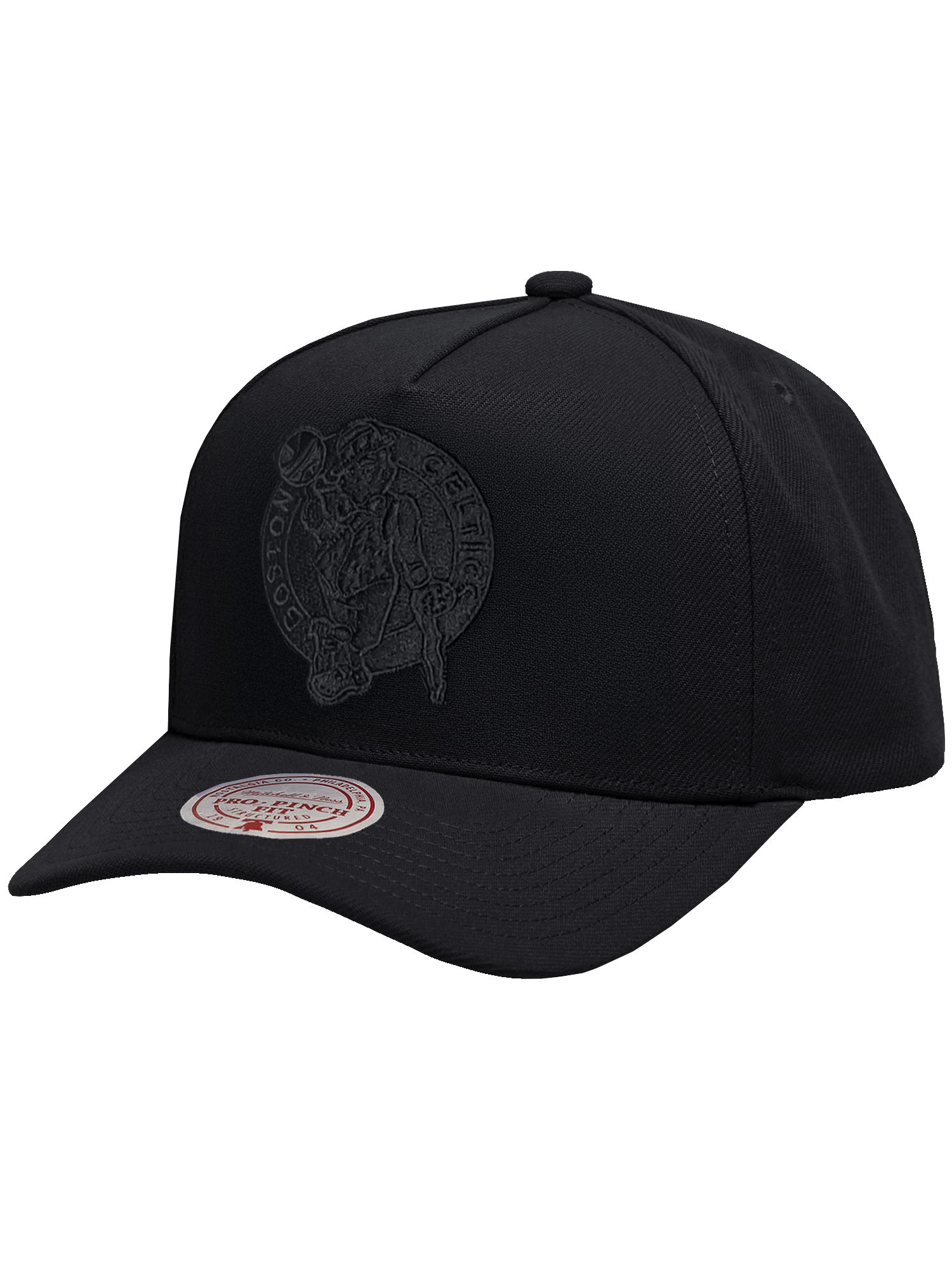 Boston Celtics Mitchell & Ness NBA Black On Black Pro Pinch Snapback Hat
