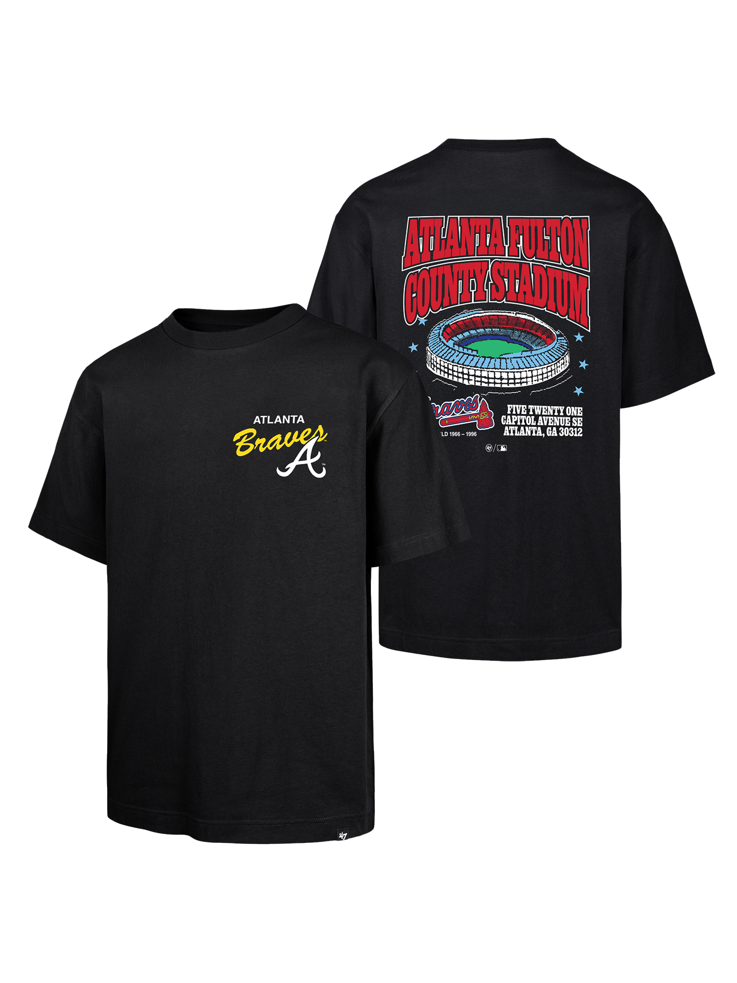 Atlanta Braves '47 MLB Stadium Vintage Foundation T-Shirt - Black