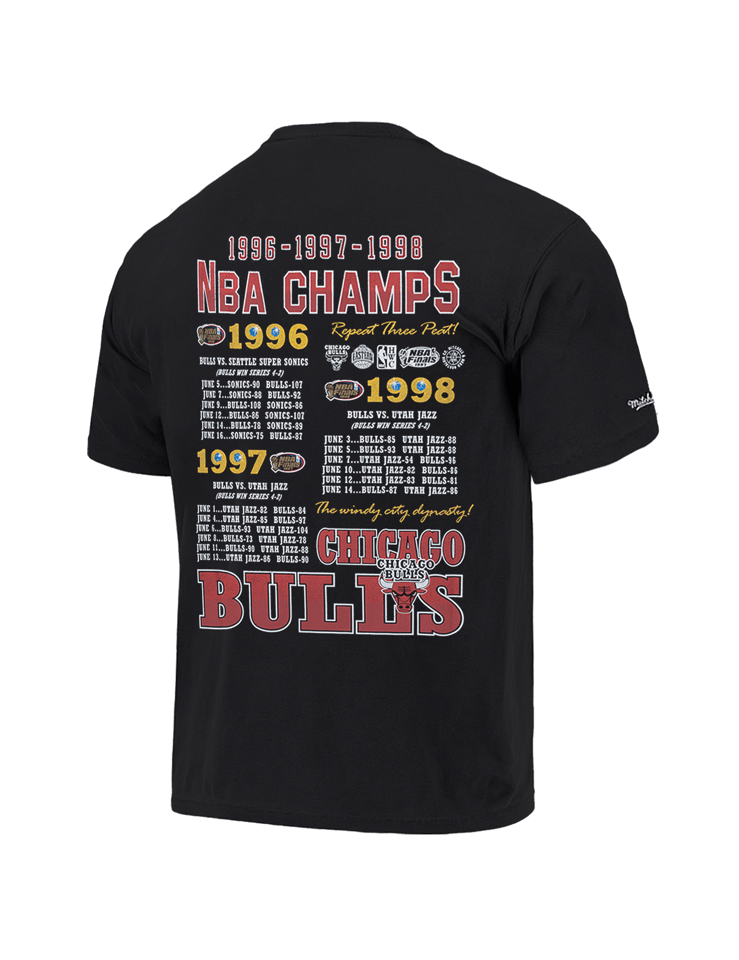 Chicago Bulls Mitchell & Ness NBA Champs History Vintage T-Shirt - Faded Black