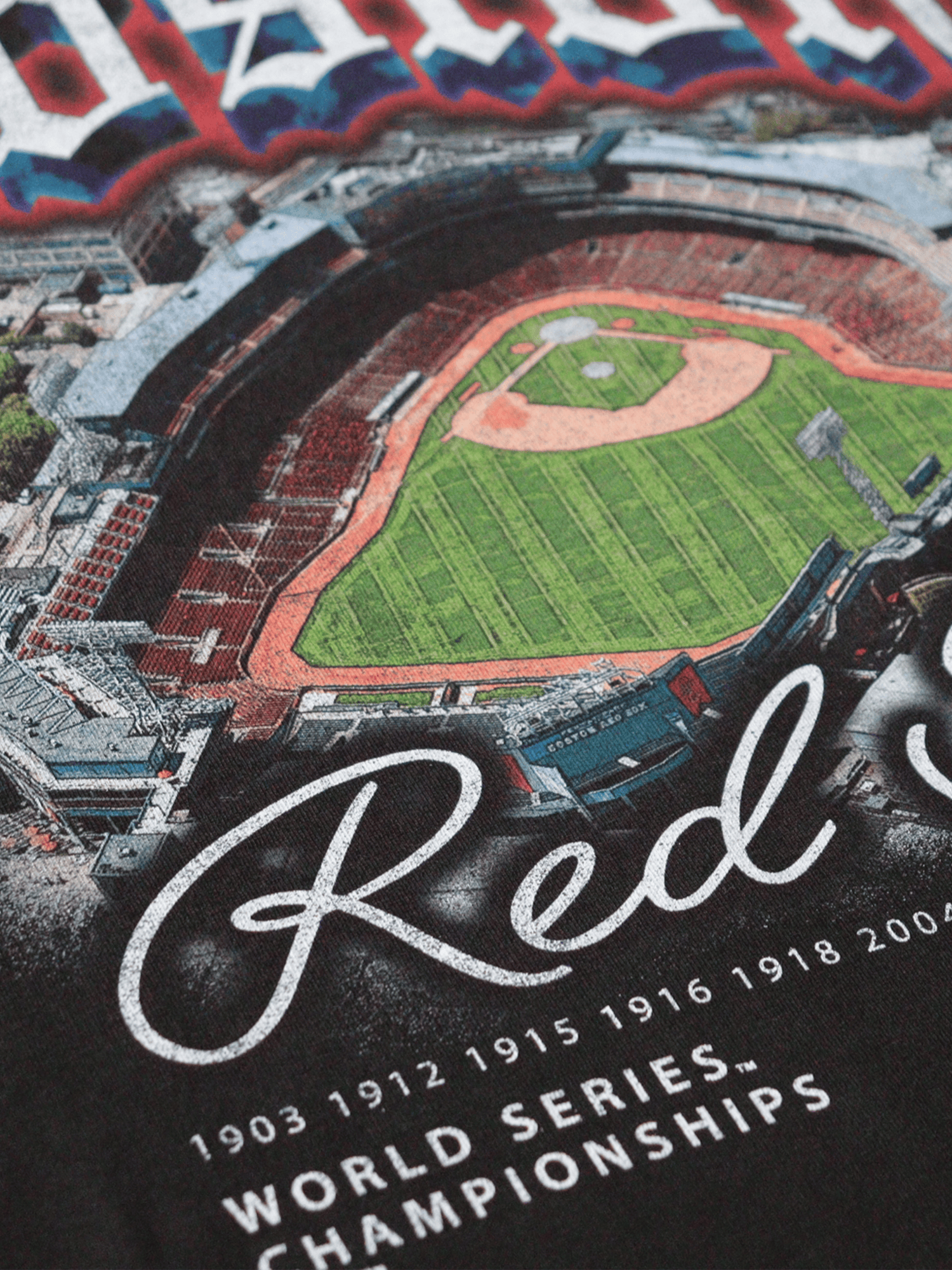 Boston Red Sox Majestic MLB Gothic Stadium Vintage T-Shirt - Faded Black