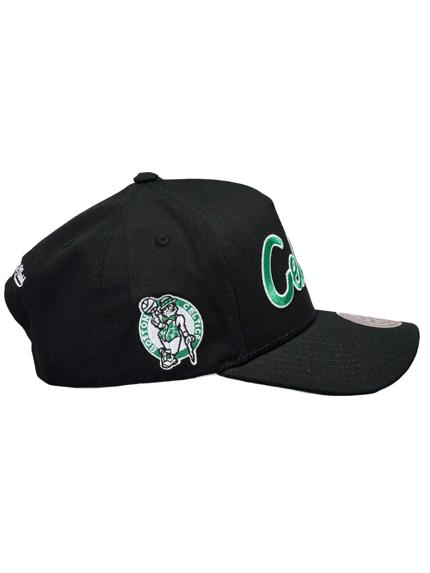 Boston Celtics Mitchell & Ness NBA Script 2.0 Pro Pinch Snapback Hat - Black