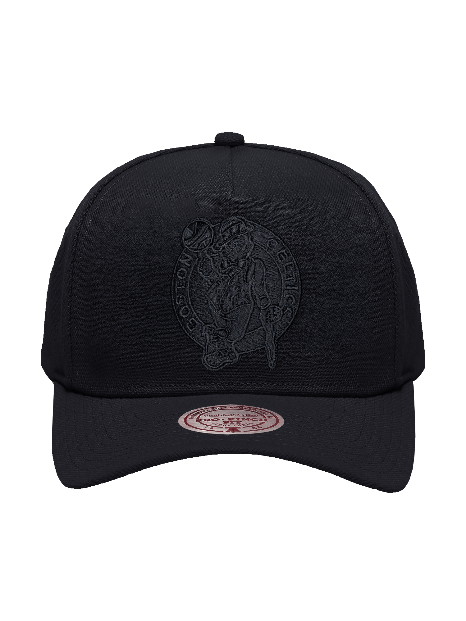 Boston Celtics Mitchell & Ness NBA Black On Black Pro Pinch Snapback Hat