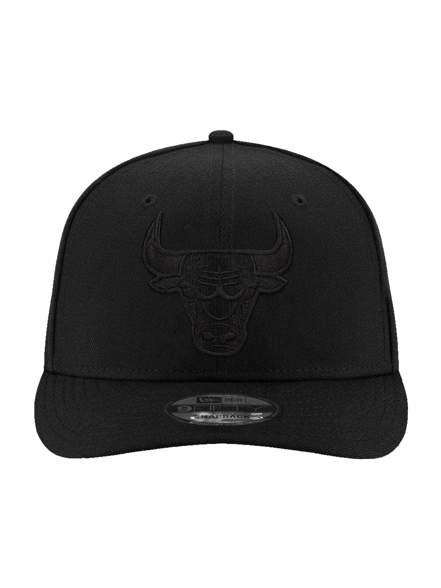 Chicago Bulls New Era NBA Black On Black 9FIFTY Pre-Curved Snapback Hat - Black