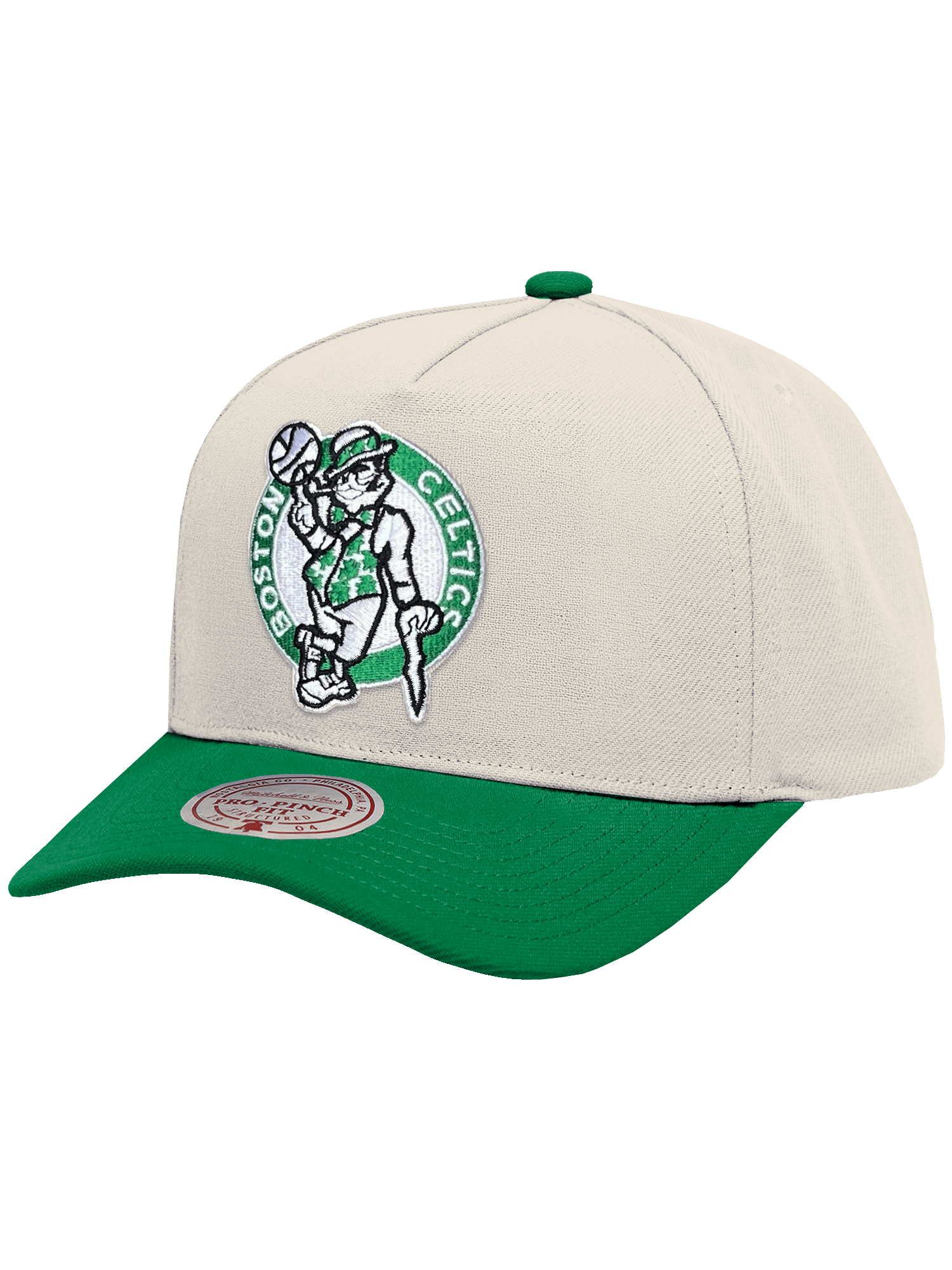 Boston Celtics Mitchell & Ness NBA HWC 2T Pro Pinch Snapback Hat - Cream