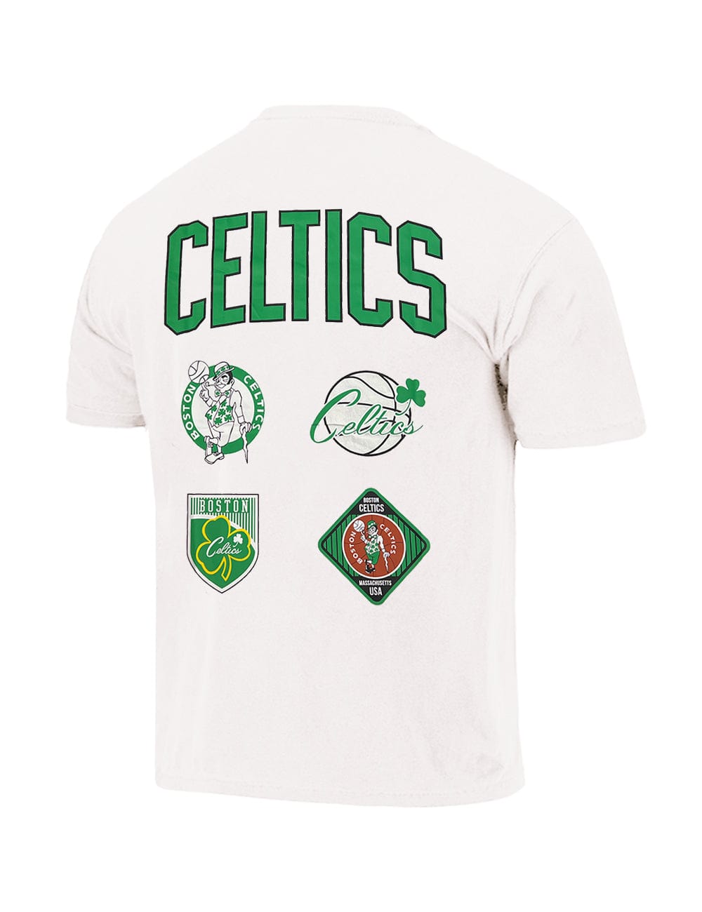 Boston Celtics Mitchell & Ness NBA Script Patch Arch Vintage T-Shirt - Vintage White