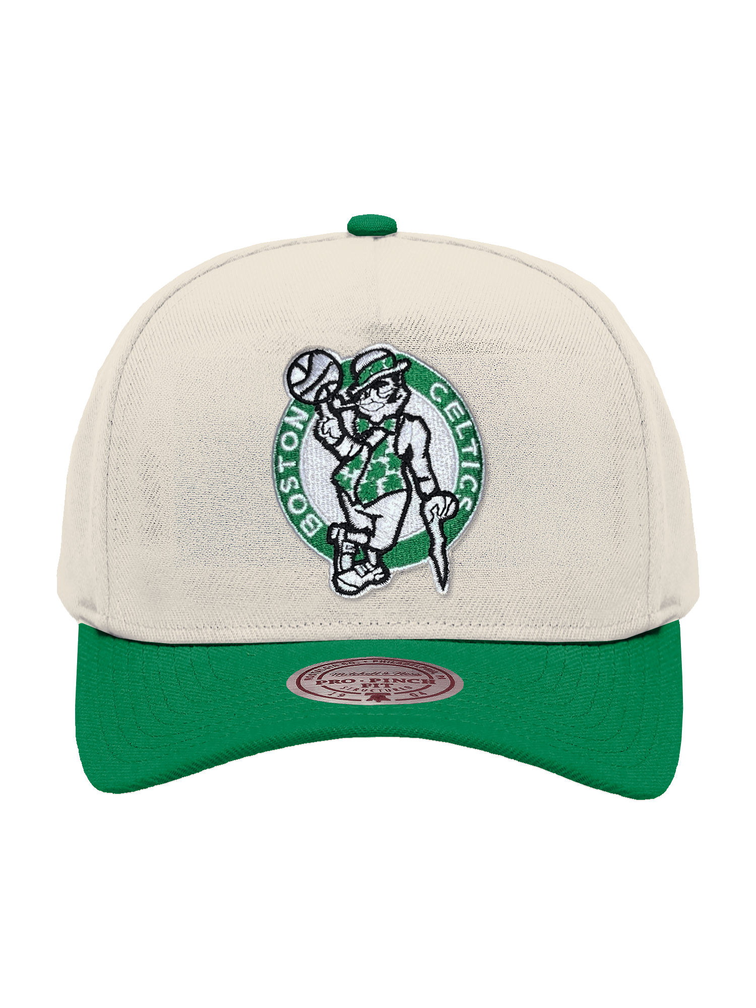 Boston Celtics Mitchell & Ness NBA HWC 2T Pro Pinch Snapback Hat - Cream