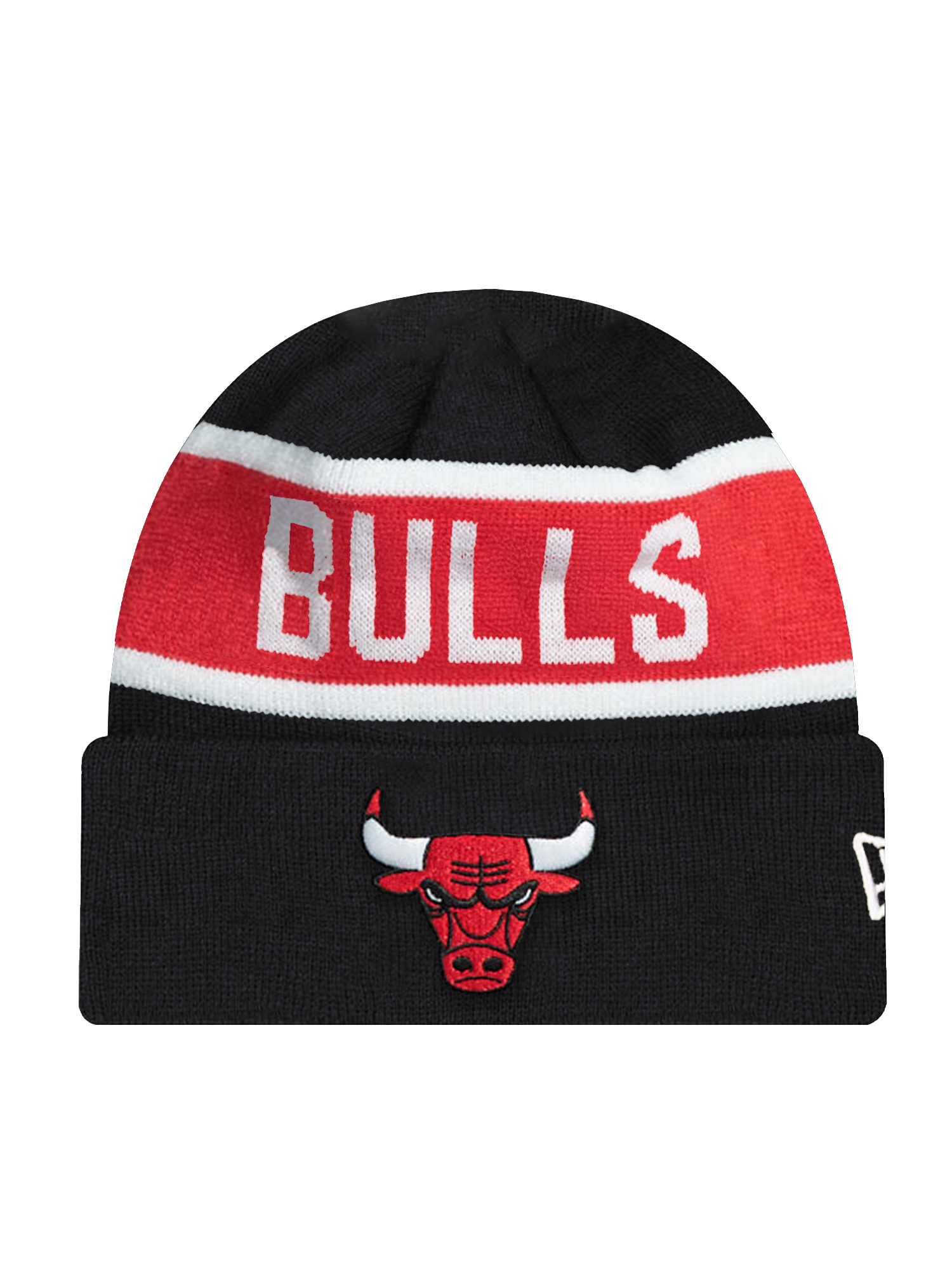 Chicago Bulls New Era NBA Spell Out Pomless Knit Beanie - Black