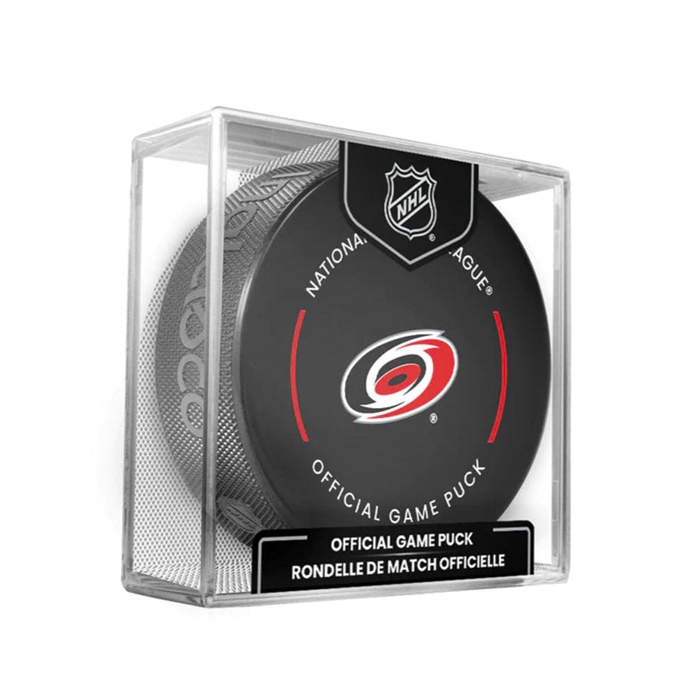 Carolina Hurricanes Inglasco NHL Official Team Hockey Puck In Cube