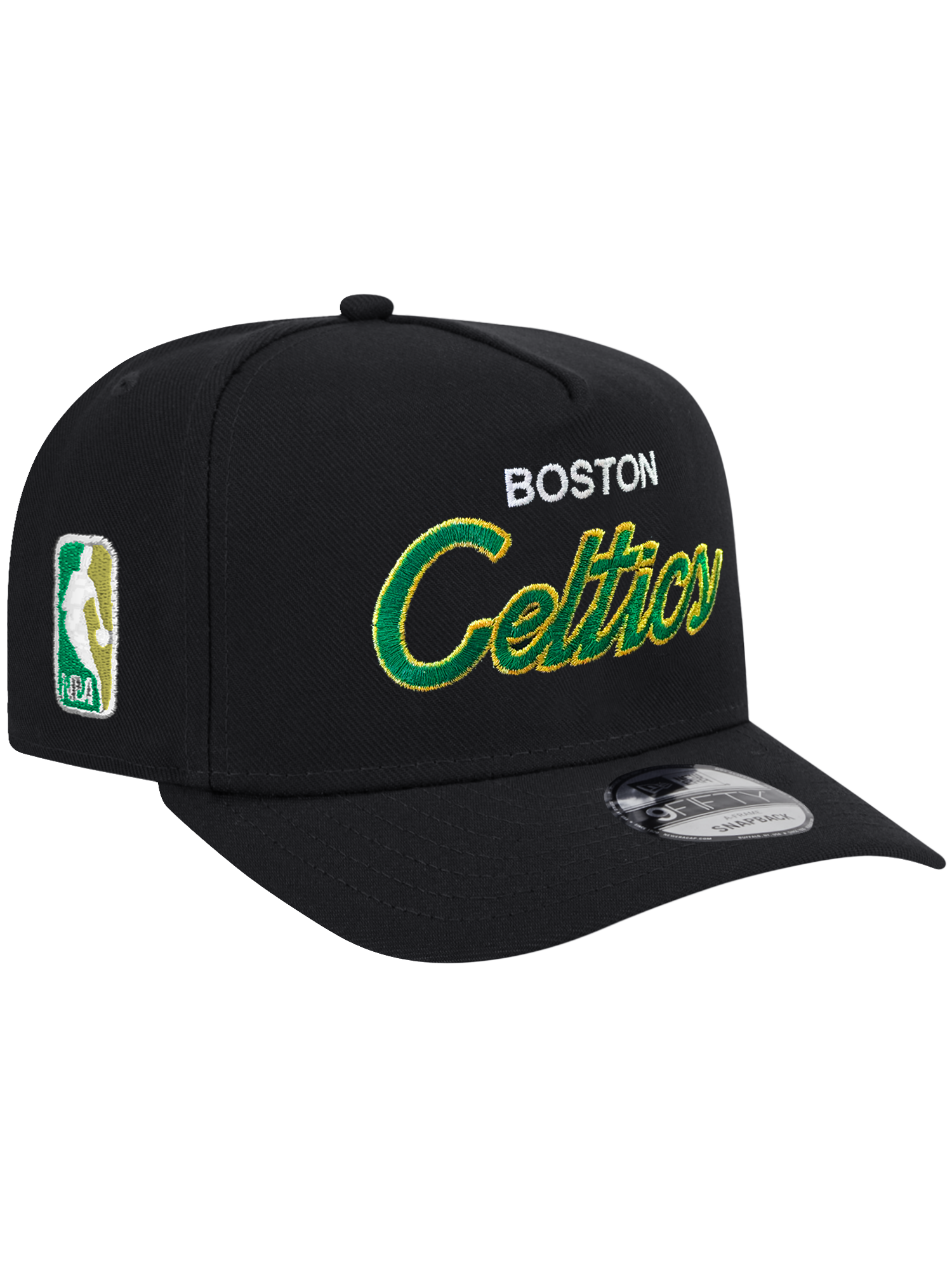 Boston Celtics New Era NBA Script 9FIFTY Pre-Curved A-Frame Snapback Hat - Black