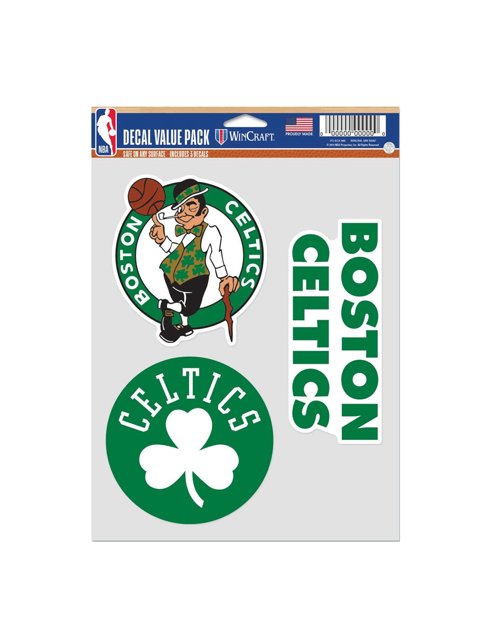 Boston Celtics Wincraft NBA Team 3 Piece 5” x 7” Decal Set