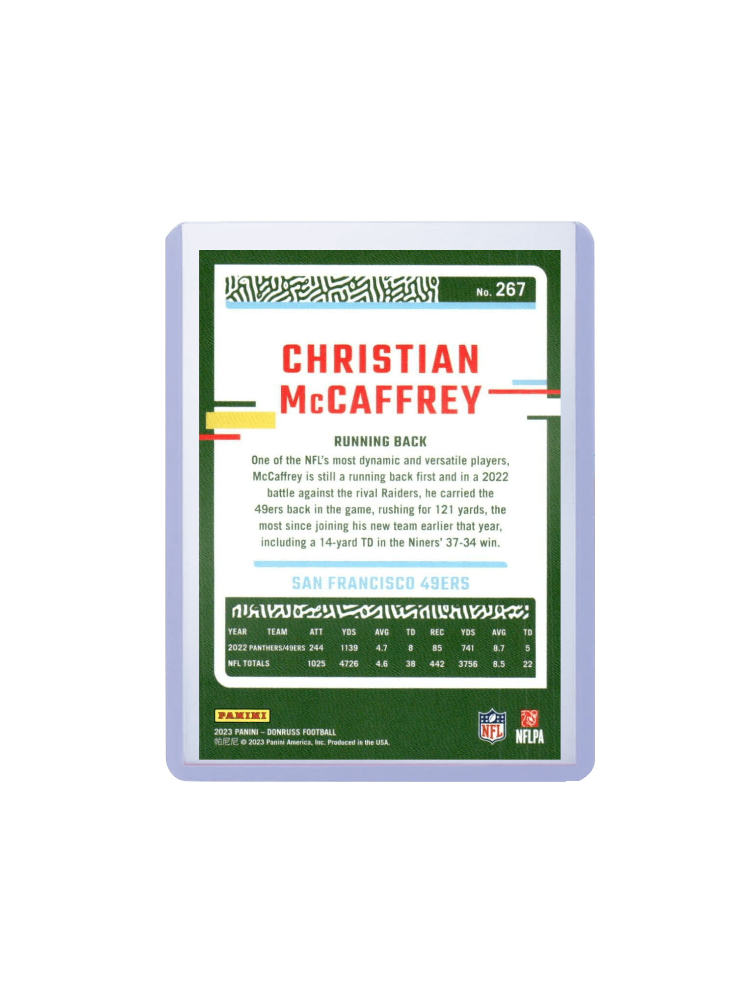 Christian McCaffrey San Francisco 49ers Panini NFL 23-24 Donruss Card