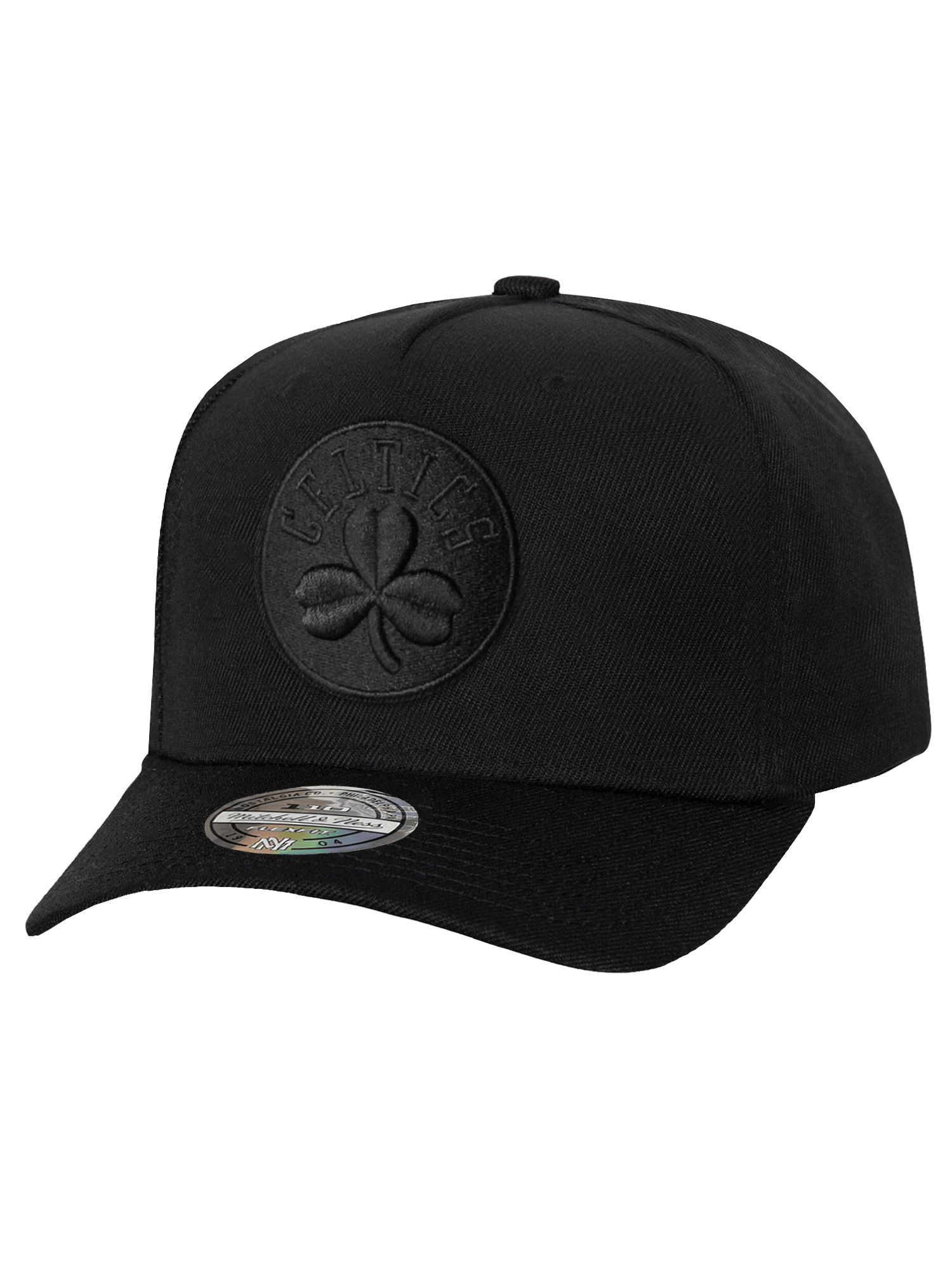 Boston Celtics Mitchell & Ness NBA Black On Black 110 Flex Snapback Hat