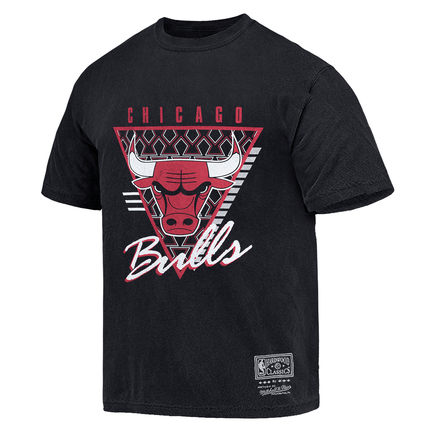 Chicago Bulls Mitchell & Ness NBA Tri Logo Vintage T-Shirt - Faded Black