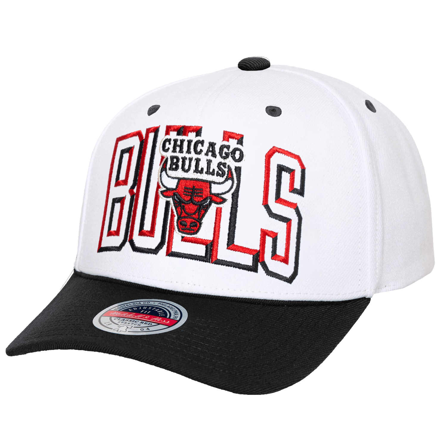 Chicago Bulls Mitchell & Ness NBA Bevel Classic Red Snapback Hat - White