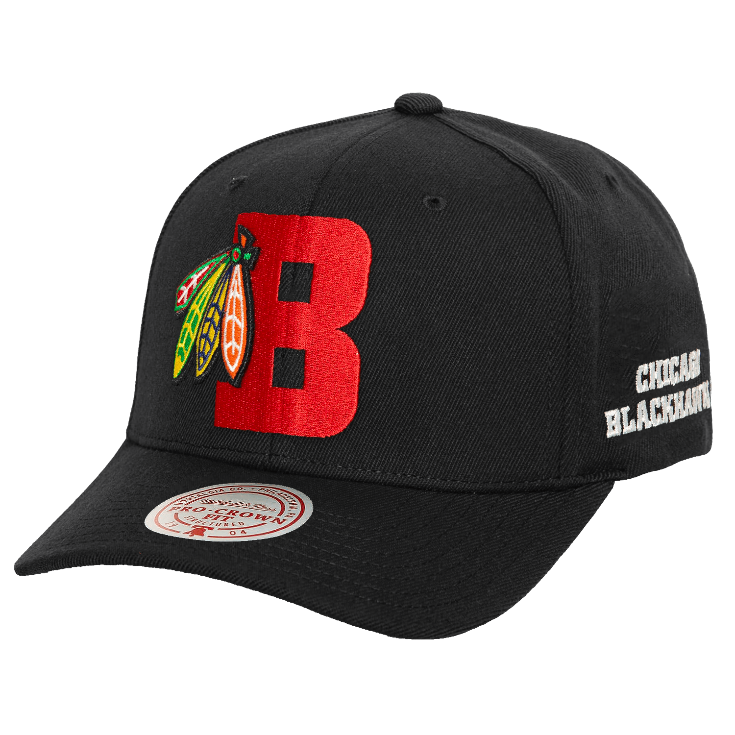 Chicago Blackhawks Mitchell & Ness NHL Icon Pro Crown Snapback Hat - Black