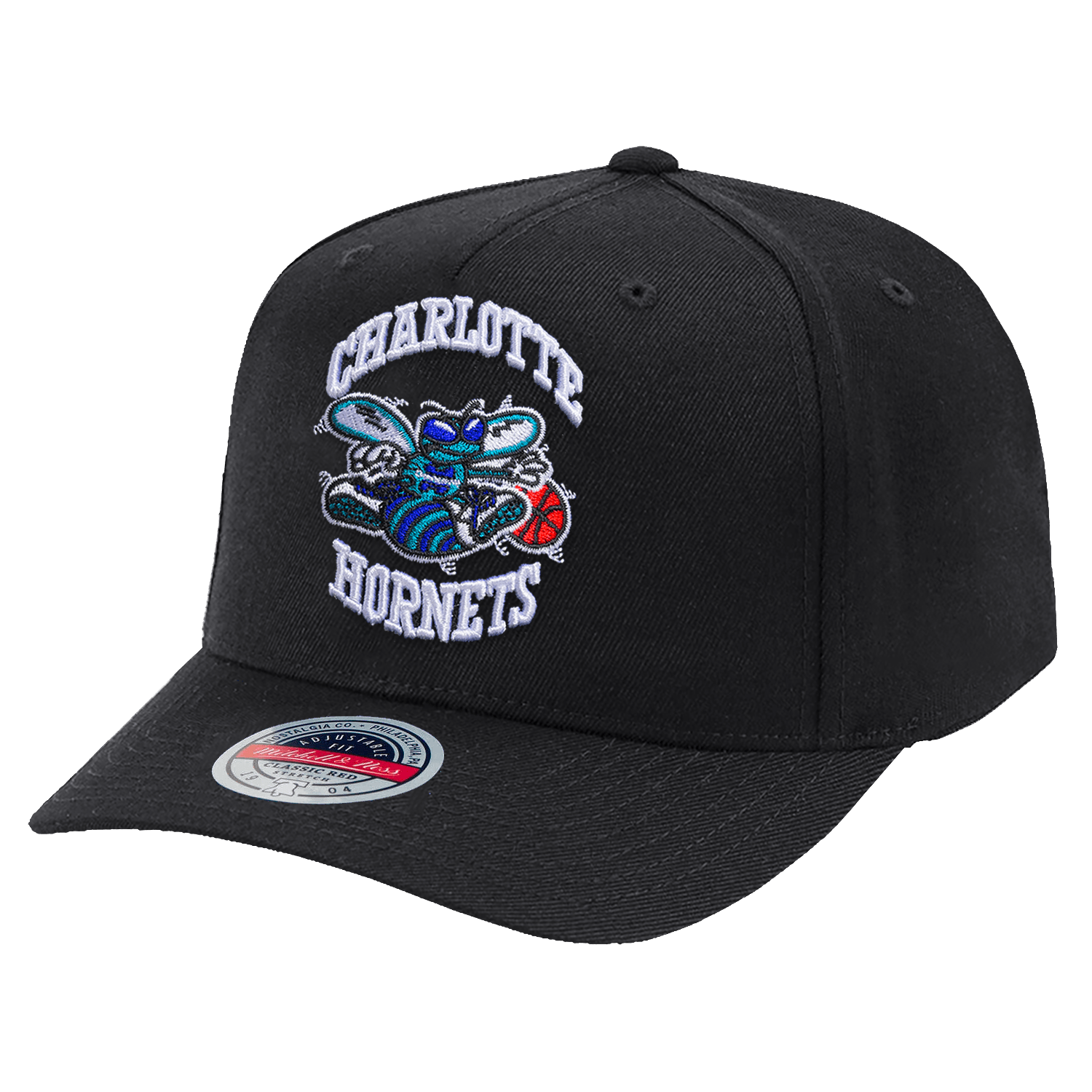 Charlotte Hornets Mitchell & Ness NBA HWC Classic Red Snapback Hat - Black