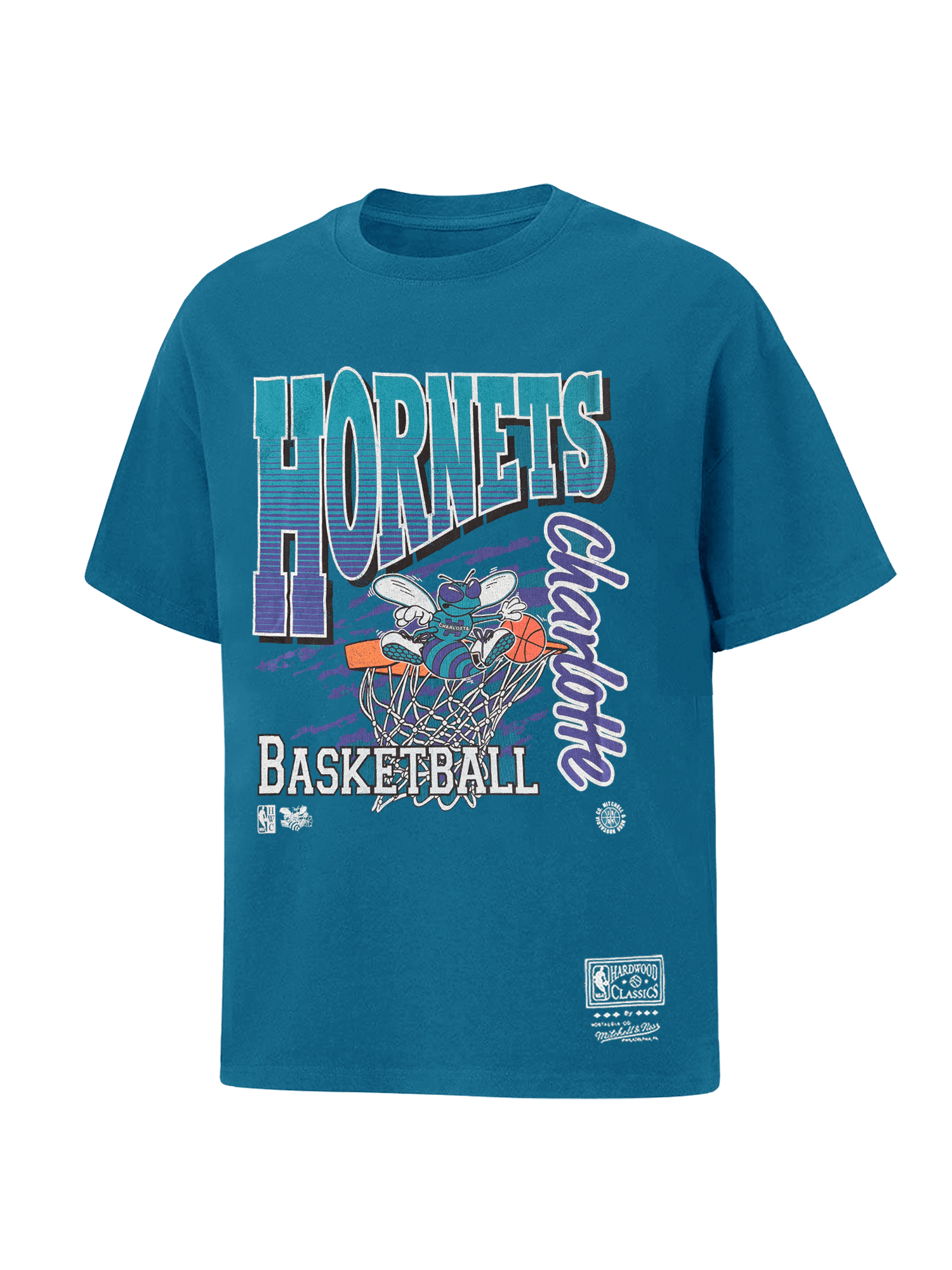 Charlotte Hornets Mitchell & Ness NBA Basketed Vintage T-Shirt - Hornets Teal