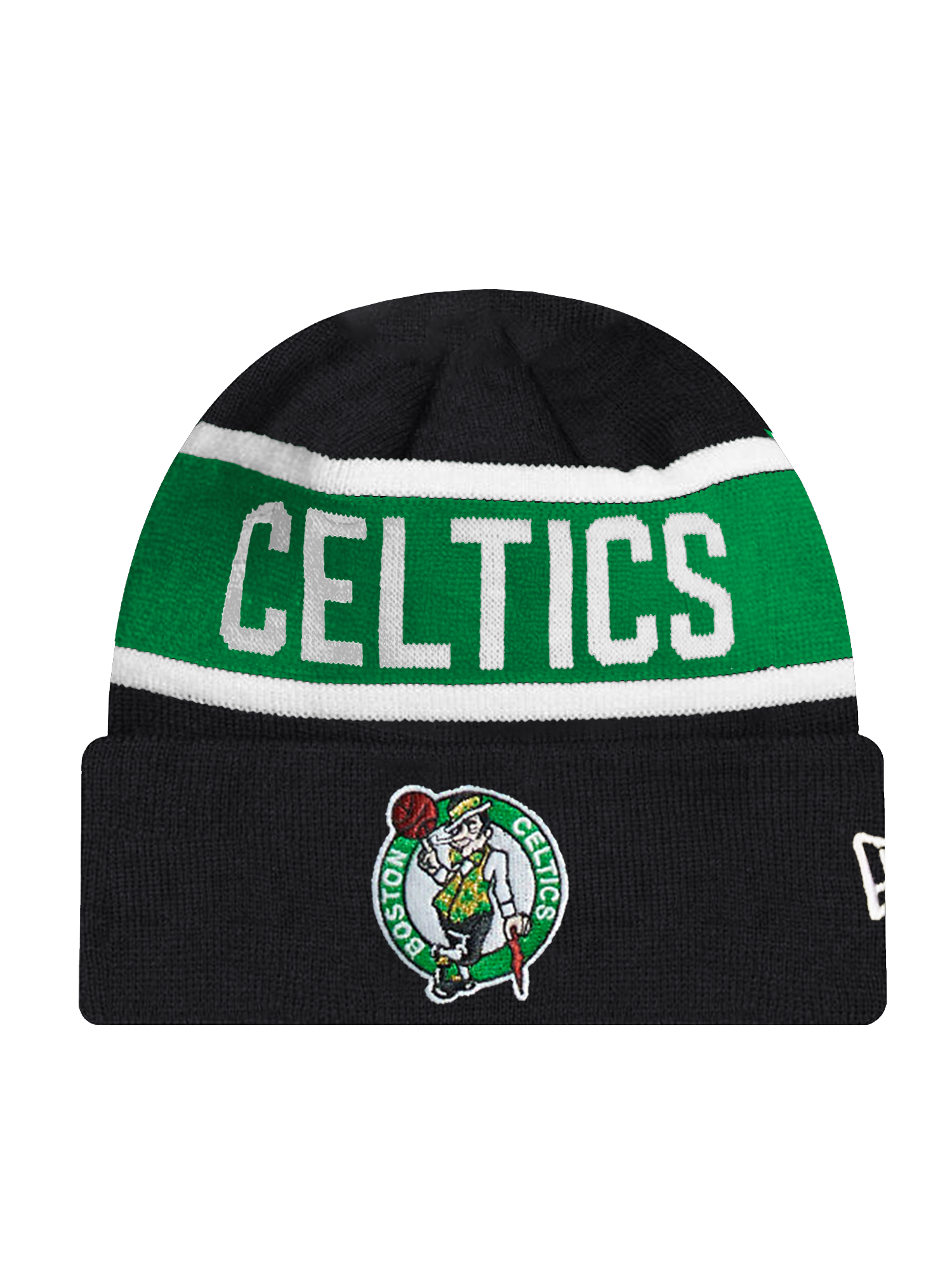 Boston Celtics New Era NBA Spell Out Pomless Knit Beanie - Black