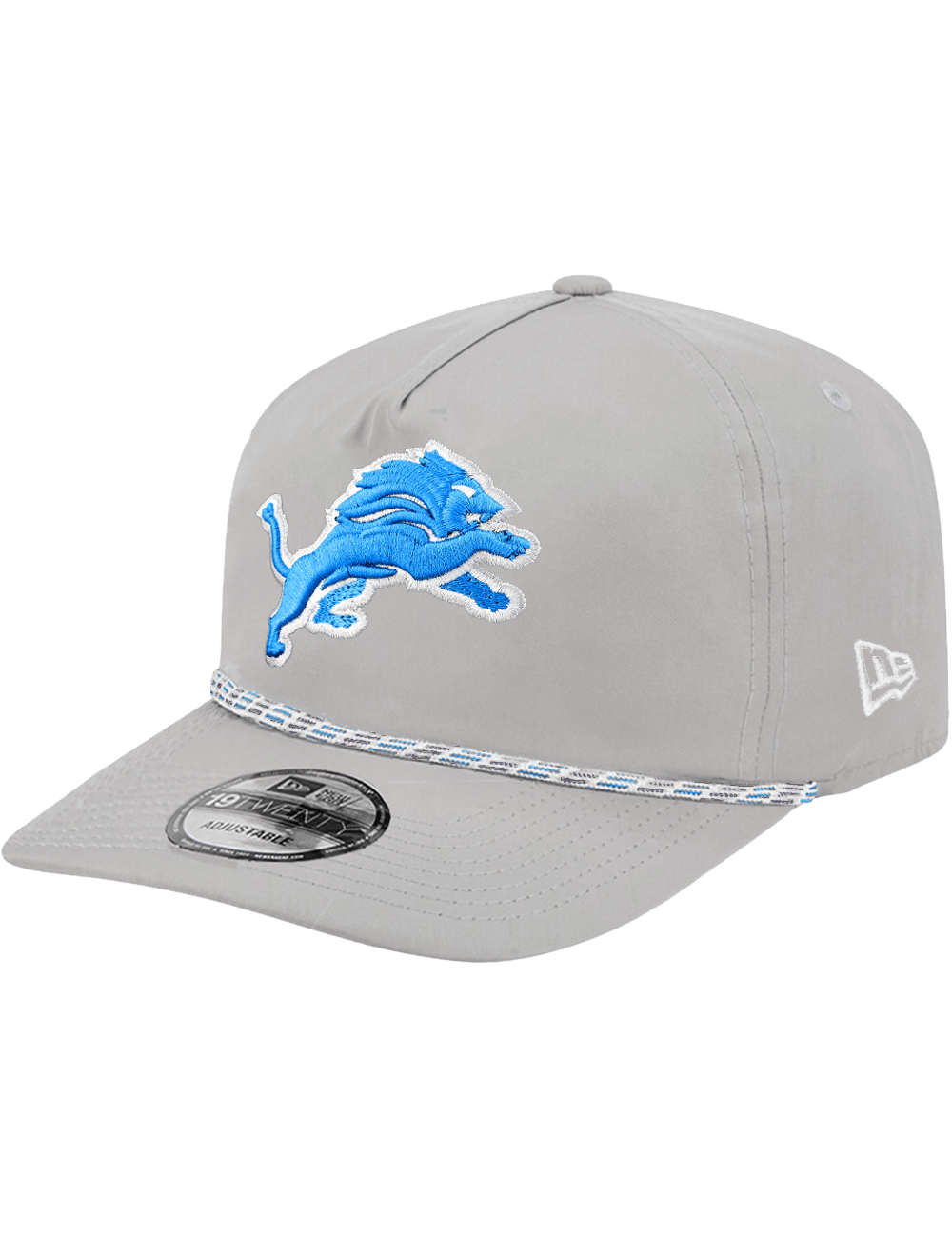 Detroit Lions New Era NFL Team Rope 19TWENTY Pre-Curved Snapback Hat - Grey