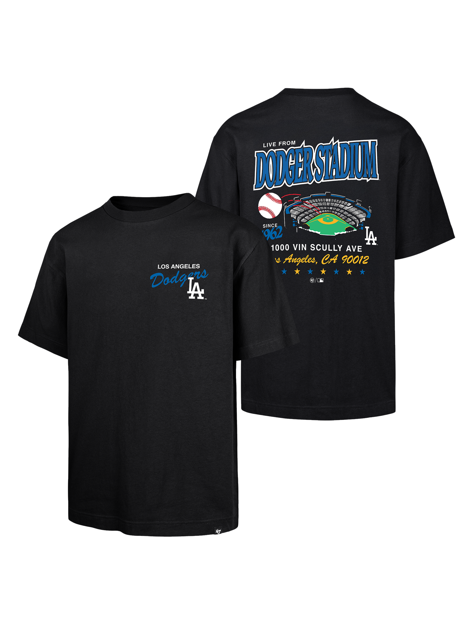 Los Angeles Dodgers '47 MLB Stadium Vintage Foundation T-Shirt - Black