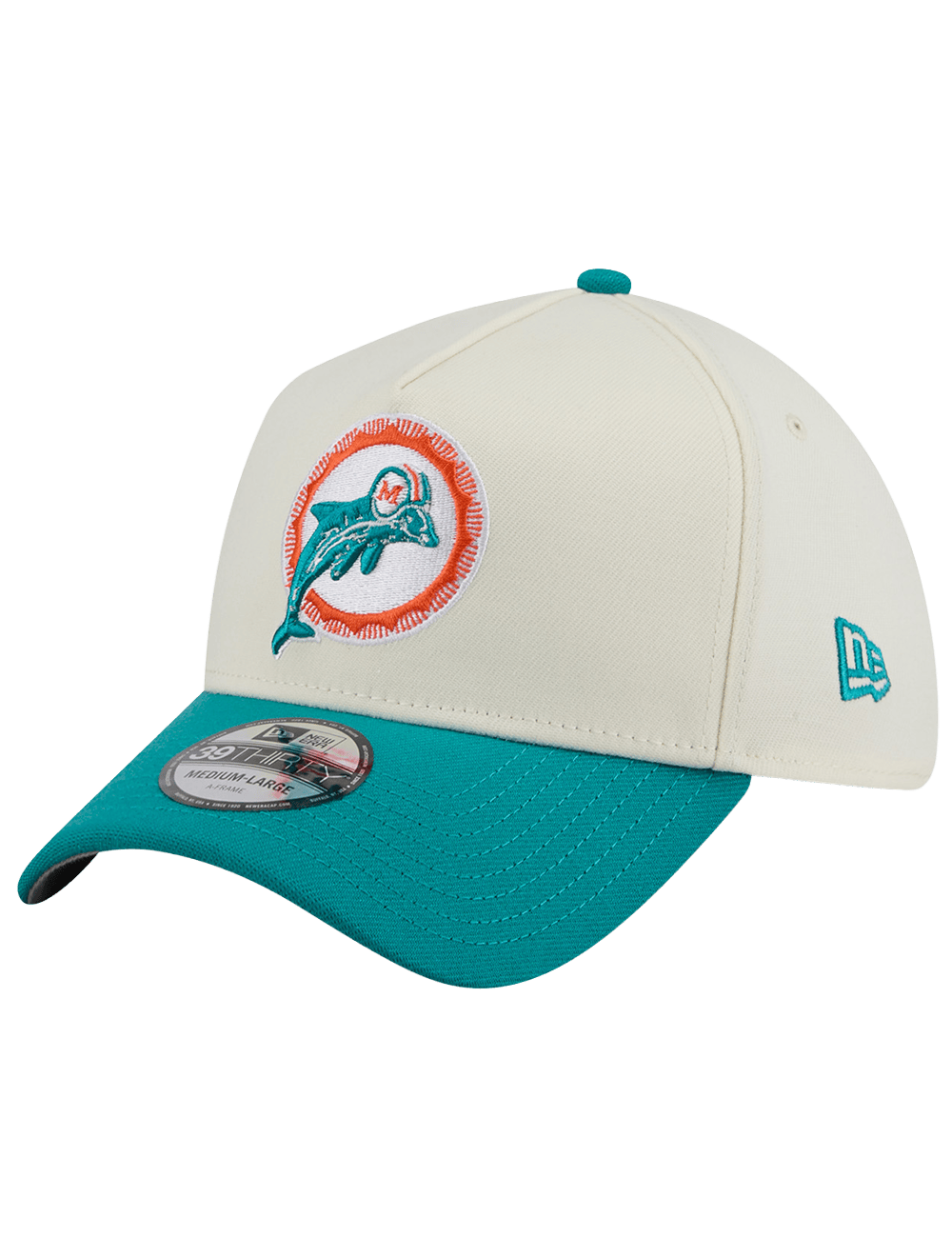 Miami Dolphins New Era NFL Historic 39THIRTY A-Frame Stretch-Fit Hat - Chrome