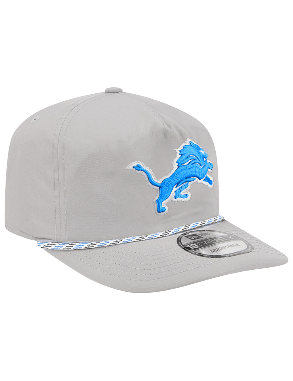 Detroit Lions New Era NFL Team Rope 19TWENTY Pre-Curved Snapback Hat - Grey