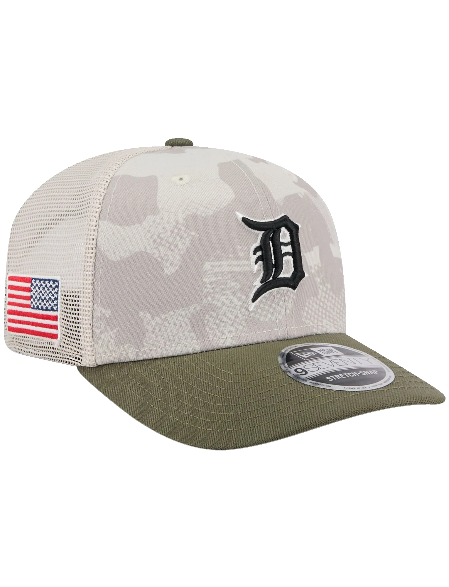Detroit Tigers New Era MLB Armed Forces 2025 9SEVENTY Stretch-Snapback Hat