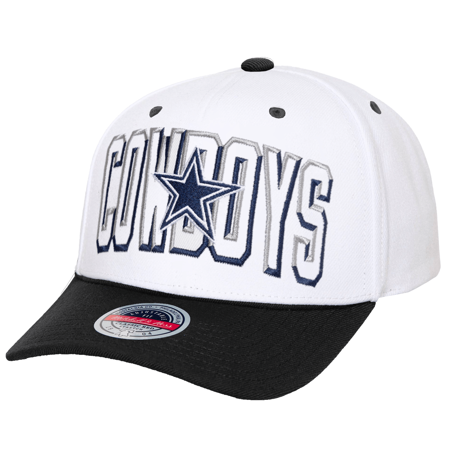 Dallas Cowboys Mitchell & Ness NFL Bevel Classic Red Snapback Hat - White